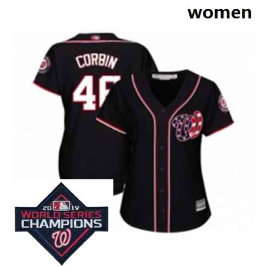 Womens Washington Nationals 46 Patrick Corbin Navy Blue Alternate 2 Cool Base Baseball Stitched 2019 World Series Champions Patch Jersey